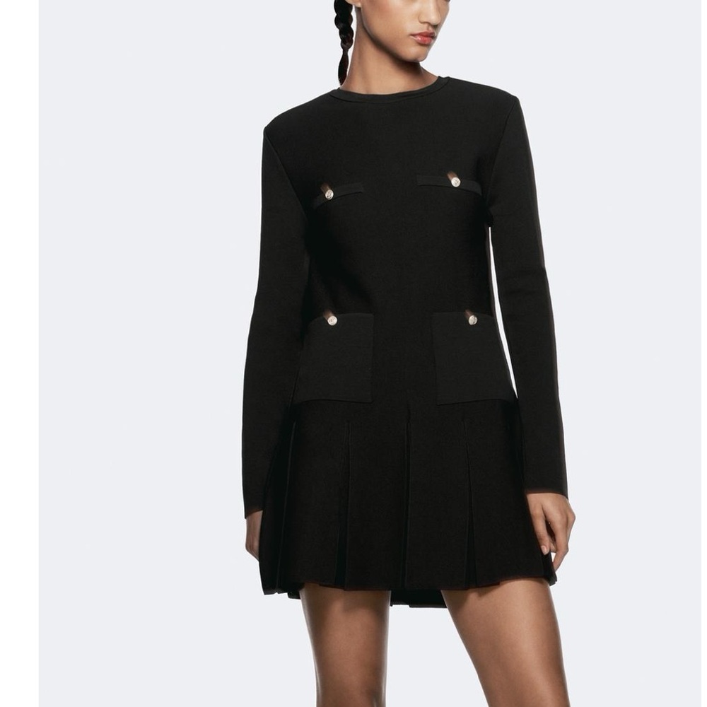 🎉SALE🎉NWT🖤Zara Pleated Short Knit Dress